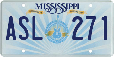 MS license plate ASL271