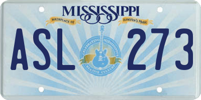 MS license plate ASL273