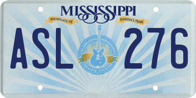 MS license plate ASL276