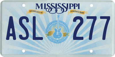 MS license plate ASL277