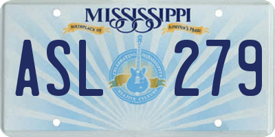 MS license plate ASL279