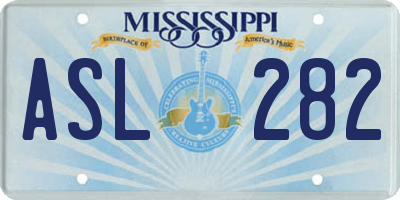 MS license plate ASL282