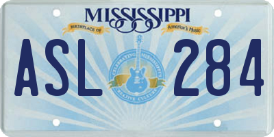MS license plate ASL284