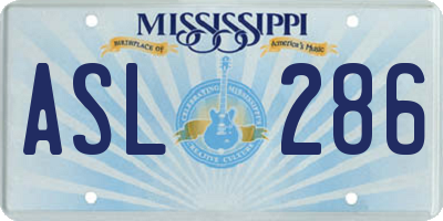 MS license plate ASL286