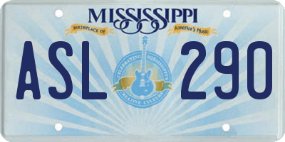 MS license plate ASL290