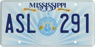 MS license plate ASL291