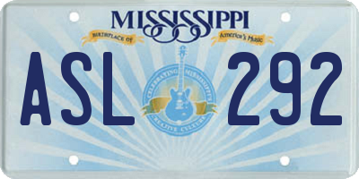 MS license plate ASL292