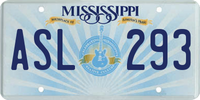 MS license plate ASL293
