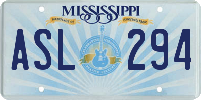 MS license plate ASL294
