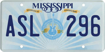 MS license plate ASL296