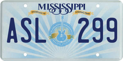 MS license plate ASL299