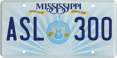 MS license plate ASL300