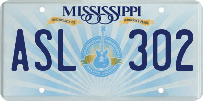 MS license plate ASL302