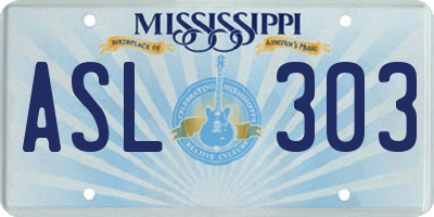MS license plate ASL303