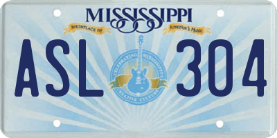 MS license plate ASL304