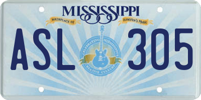 MS license plate ASL305