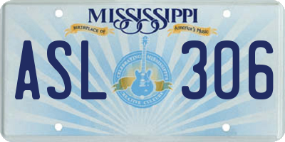 MS license plate ASL306