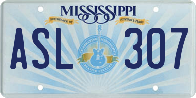 MS license plate ASL307