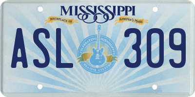 MS license plate ASL309