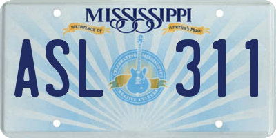 MS license plate ASL311