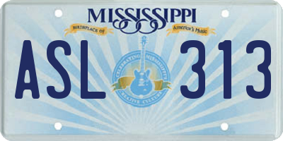 MS license plate ASL313