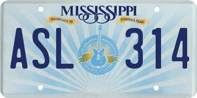 MS license plate ASL314