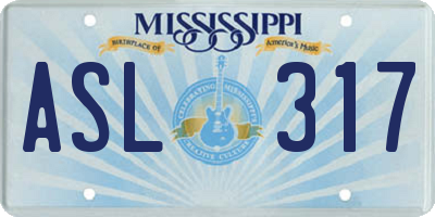 MS license plate ASL317