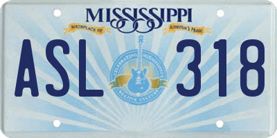 MS license plate ASL318