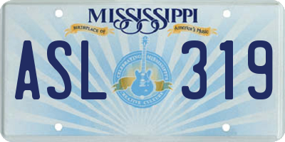 MS license plate ASL319