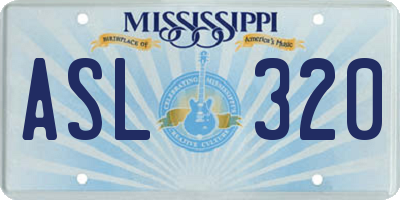 MS license plate ASL320