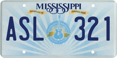 MS license plate ASL321