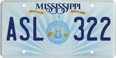 MS license plate ASL322