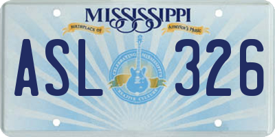 MS license plate ASL326