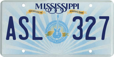 MS license plate ASL327