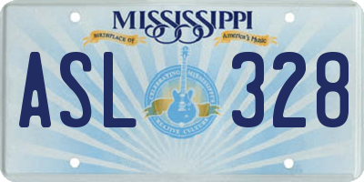 MS license plate ASL328