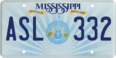 MS license plate ASL332