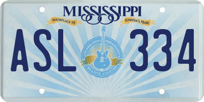 MS license plate ASL334