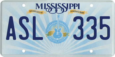 MS license plate ASL335