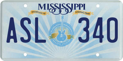 MS license plate ASL340