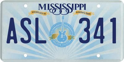 MS license plate ASL341