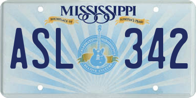 MS license plate ASL342