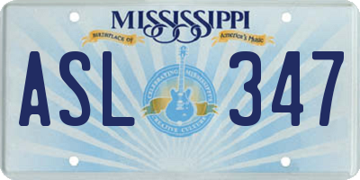 MS license plate ASL347