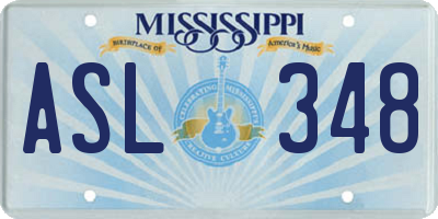 MS license plate ASL348