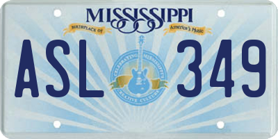 MS license plate ASL349