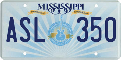 MS license plate ASL350