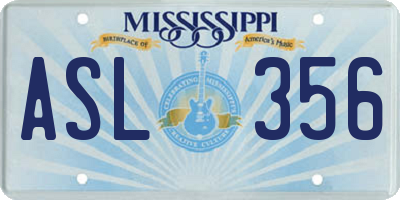 MS license plate ASL356