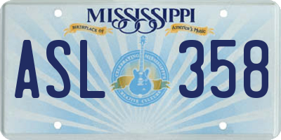 MS license plate ASL358