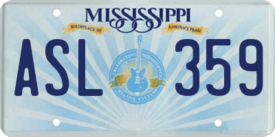 MS license plate ASL359