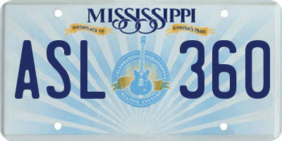 MS license plate ASL360
