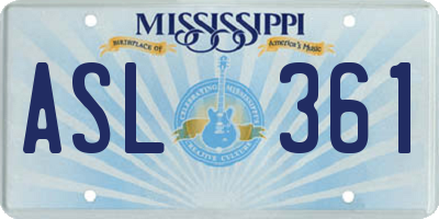 MS license plate ASL361